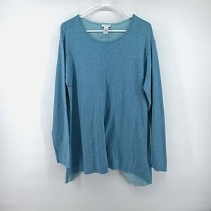 J. Jill Sweater Reversible Sharkbite Hem Large Blue Women Pullover Knit Top